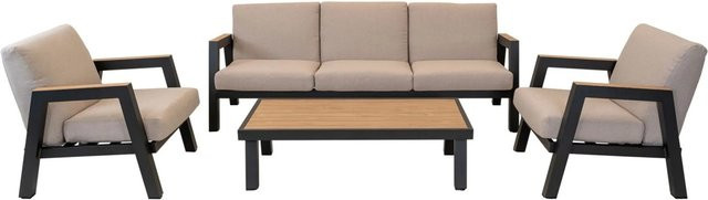 Lesli Lounge-Set Manu 4-teilig Beige mit Polstern und Aluminiumgestell für Garten und Terrasse - Bild 1