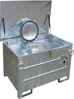 Sammelbehälter BAUER ASB 450-I aus Stahlblech in Silber, stapelbar und abschließbar, B/T/H: 120 x 88,5 x 83 cm - Bild 1