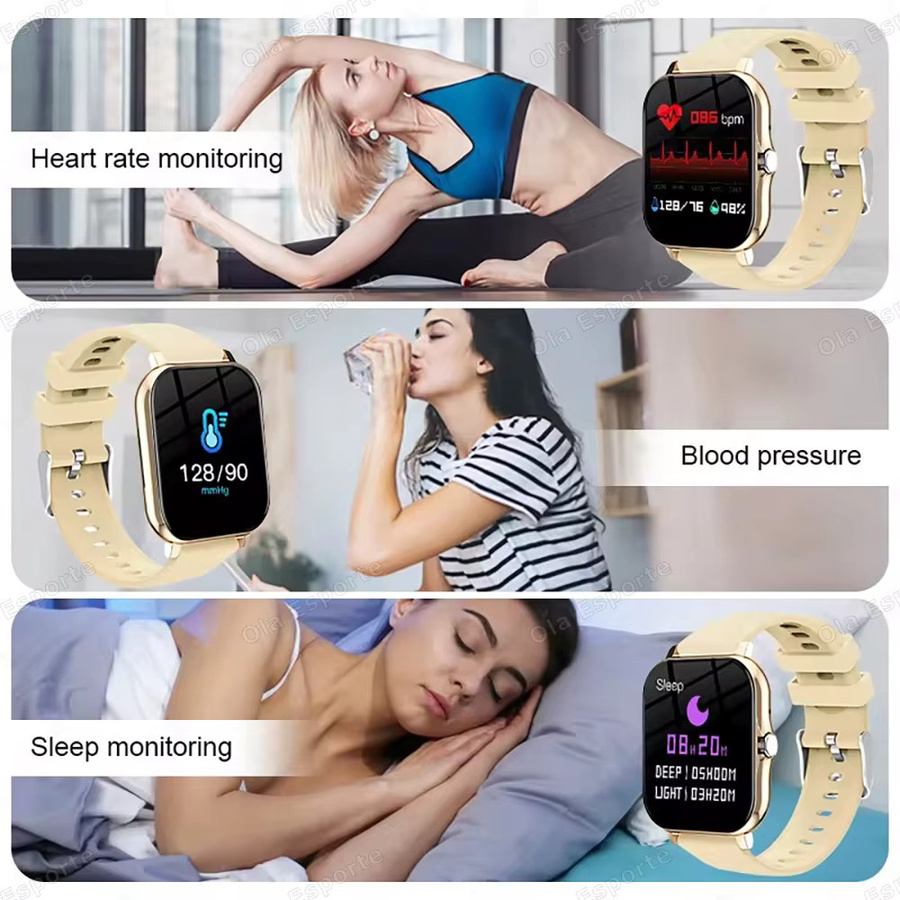 Ola Esporte Smartwatch in Gold mit 1,83 Zoll Display für Anrufbenachrichtigungen, Schlafüberwachung und Aktivitätsverfolgung, kompatibel mit Android und iOS - Bild 4