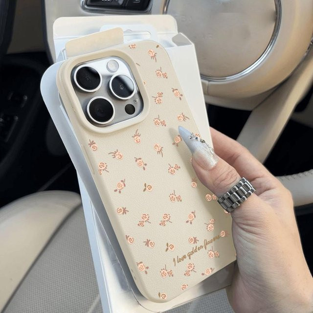 TUNEDEE Handyhülle mit Blumenmuster aus weichem Candy Leder für iPhone 11 12 13 14 15 16 Pro Max Plus in Grau - Bild 1
