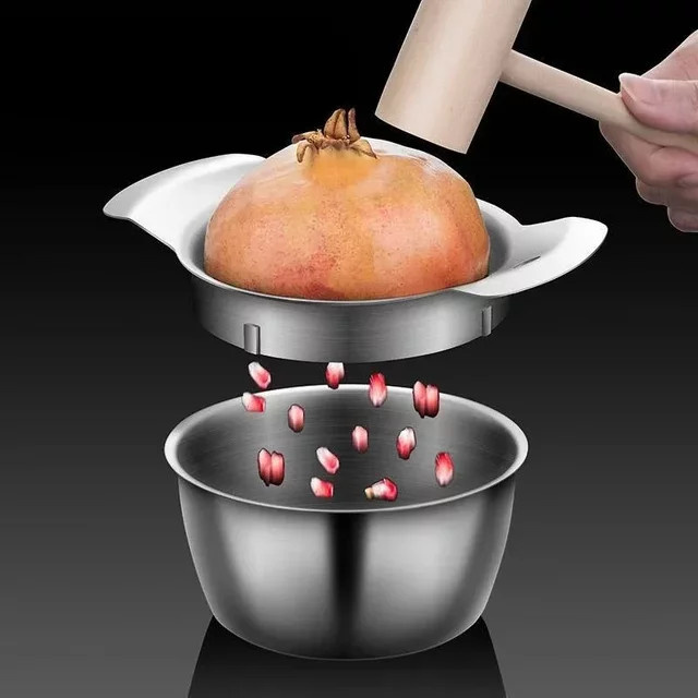 Granatapfel-Schälwerkzeug aus Edelstahl in Silber zur effizienten Entkernung und Fleischextraktion - Bild 1