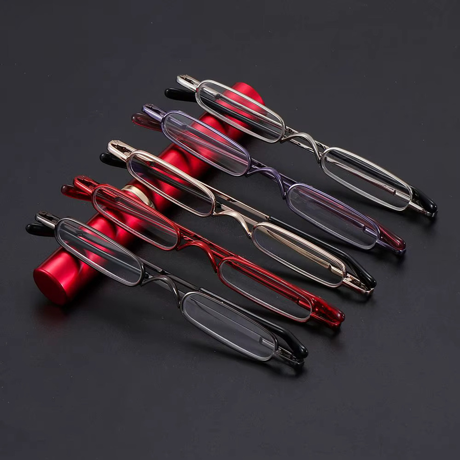 Unisex Federbügel-Lesebrille, Vollrand, rechteckig, Metall - Bild 2