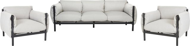 Beliani Gartenmöbel Set ESPERIA in Hellgrau bestehend aus 3-Sitzer Sofa und 2 Sesseln mit UV-beständigem Polster und Aluminiumgestell - Bild 1