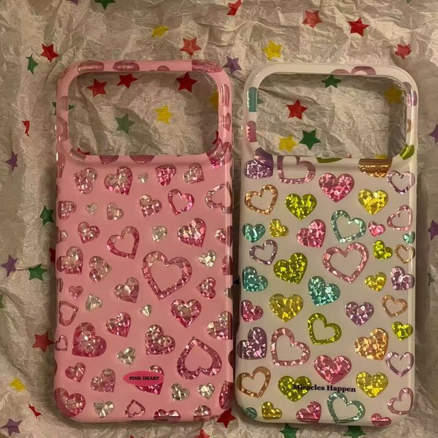 Holografische Glitzer-Handyhülle mit Laser-Herzmuster für Apple iPhone (verschiedene Modelle), Multicolour - Bild 1