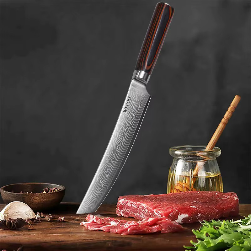 WXCOO Damaszener Stahl Küchenmesser-Set mit Scheide, handgeschmiedete scharfe Kochmesser, Metzgermesser, Fleischbeil, Ausbeinmesser und BBQ-Schneider - Bild 2