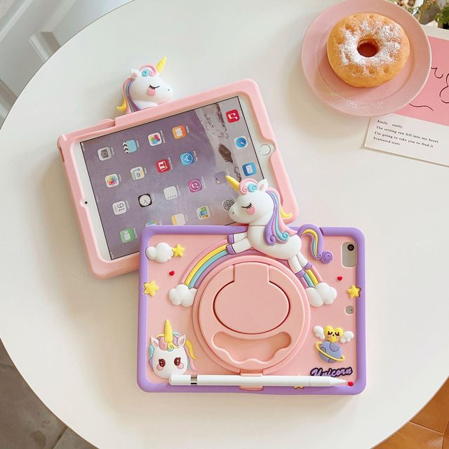 3D Cartoon Schutzhülle für Samsung Galaxy Tab A9 A11 A7 Lite A8 mit Ständerfunktion in Pink - Bild 1