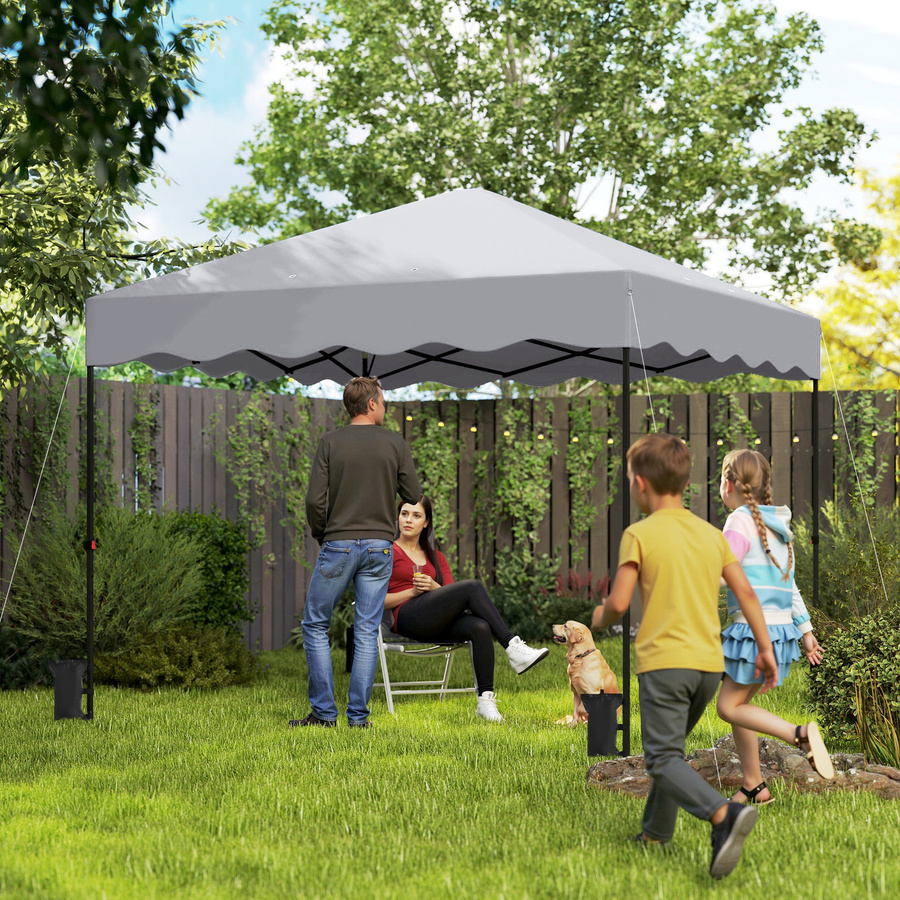 Outsunny Pop-up Faltpavillon Hellgrau mit UV-Schutz 50+ und Rolltasche B/H/L: 297 x 287 x 297 cm - Bild 2