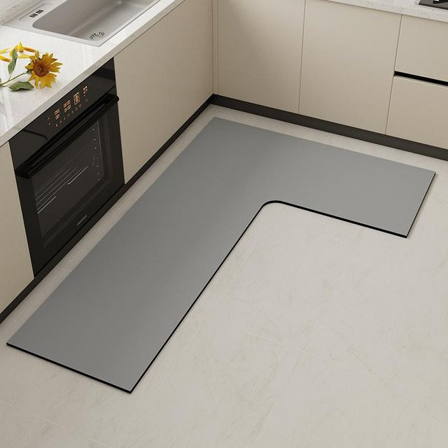 L-förmige Küchenmatte von Yiran Furniture, saugfähige und rutschfeste Bodenmatte aus Polyester für Küche und Badezimmer, B/T/H: 80 x 120 x 45 cm - Bild 1