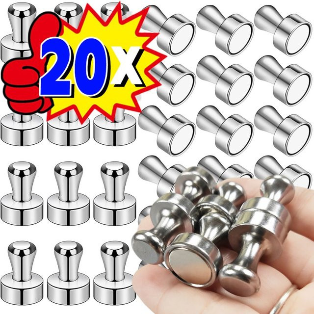 Magnetische Neodym-Reißzwecken in Silber für Whiteboard und Kühlschrank - Bild 1