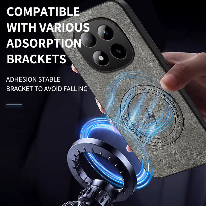 LICOERS Magnetische Hülle für POCO M8 Pro M8 5G, matte Lederschale mit MagSafe, stoßfester Rundumschutz in Schwarz - Bild 2