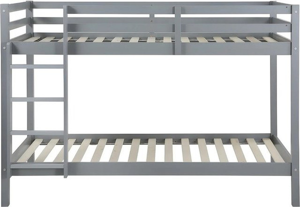 Vente-unique Etagenbett Anicet aus massiver Kiefer, Grau, B/T: 90 x 190 cm