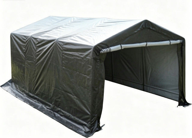 Autogarage Folie in Grau, B/T/H: 365 x 487 x 250 cm - Bild 1