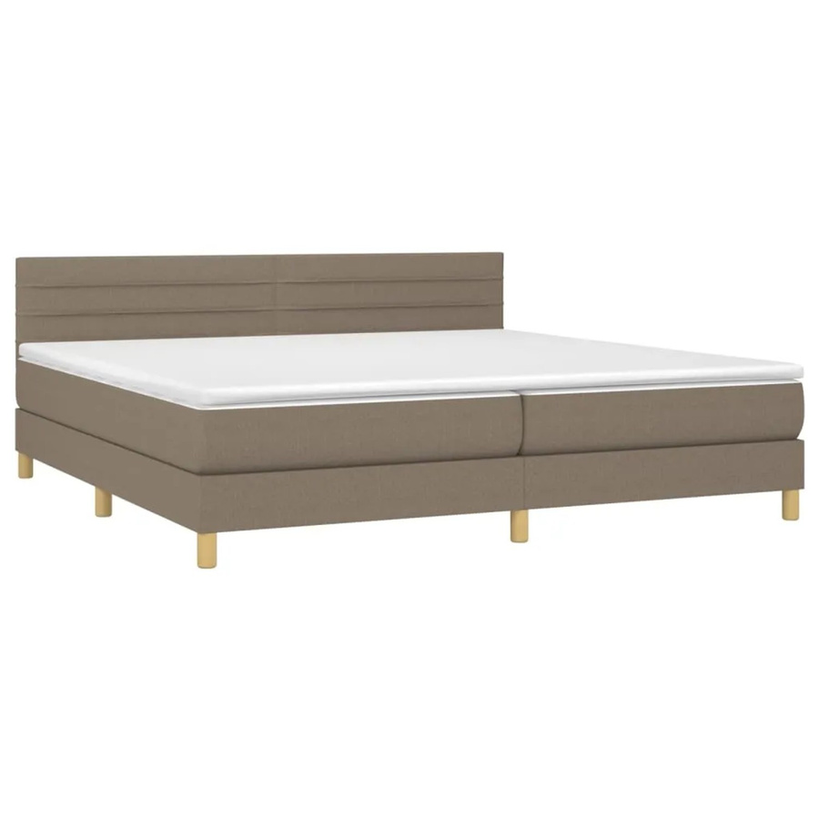 vidaXL Boxspringbett mit Matratze und LED-Beleuchtung in Taupe, Hybrid-Bett mit USB-Anschluss und Taschenfederkern, B/T: 200 x 200 cm - Bild 2