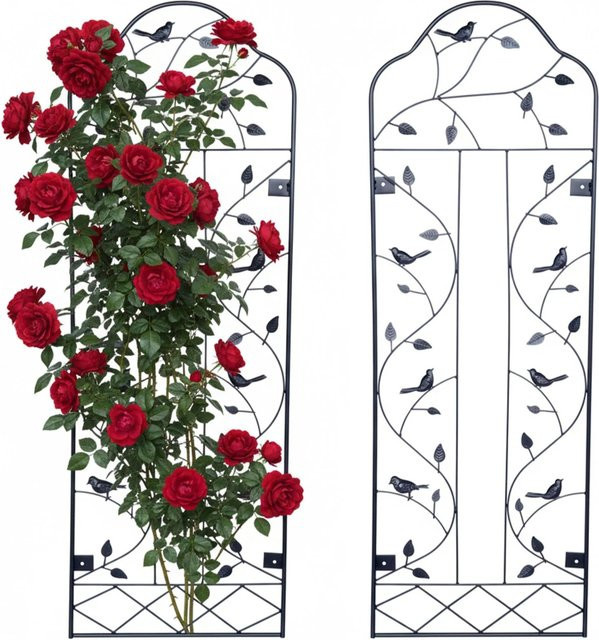 Relaxdays Wandrankgitter 2er Set aus Stahl in Schwarz, wetterfest für Garten, Terrasse und Balkon, H x B x T: 110 x 38 x 1 cm - Bild 1