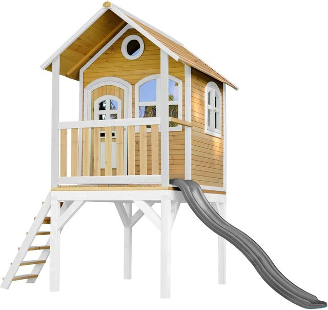 Axi Spielhaus Laura Braun und Weiß mit Rutsche Grau - Bild 1