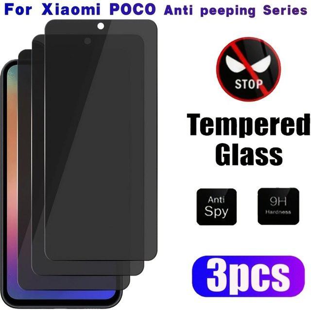3er Pack Anti-Spy Displayschutz aus gehärtetem Glas für Xiaomi POCO M7 M6 M5 M4 M3 Pro und X7 X6 X5 Pro X4 X3 GT - Bild 1