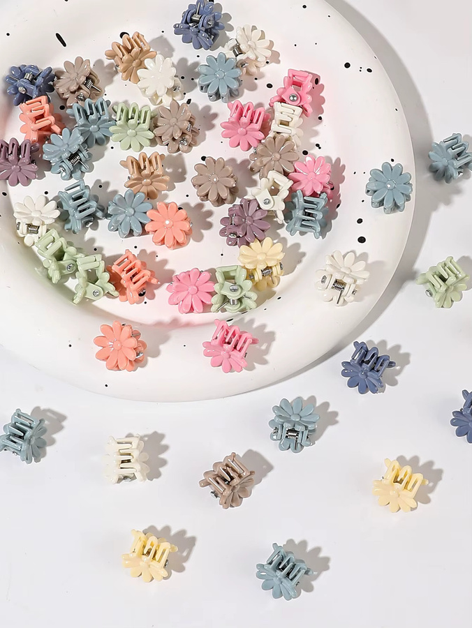 50 Stück Mini-Blumen-Haarklammern, bunt, Mädchen - Bild 1