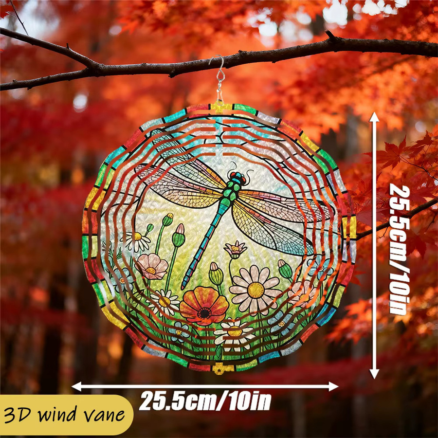 Flenco 3D Libellen-Blumen-Windspiel aus Metall in Bunt für die Gartendekoration - Bild 3