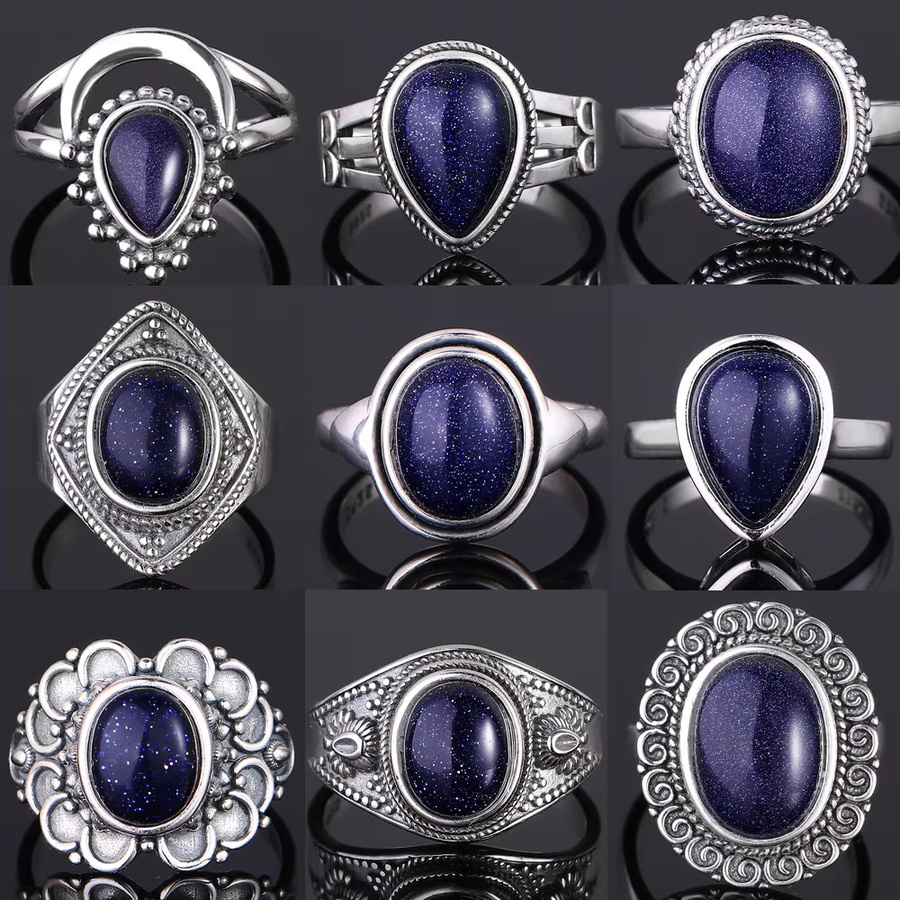 NASIA N STYLE Ring 925 Silber, Blauer Sandstein, Damen - Bild 1