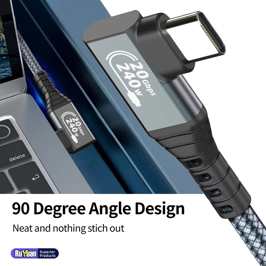 LAIHONEN USB-C Datenkabel in Grau mit 20Gbps Datenübertragung, USB 3.2 Gen 2x2, 4K Monitorunterstützung und 240W PD Schnellladung - Bild 5