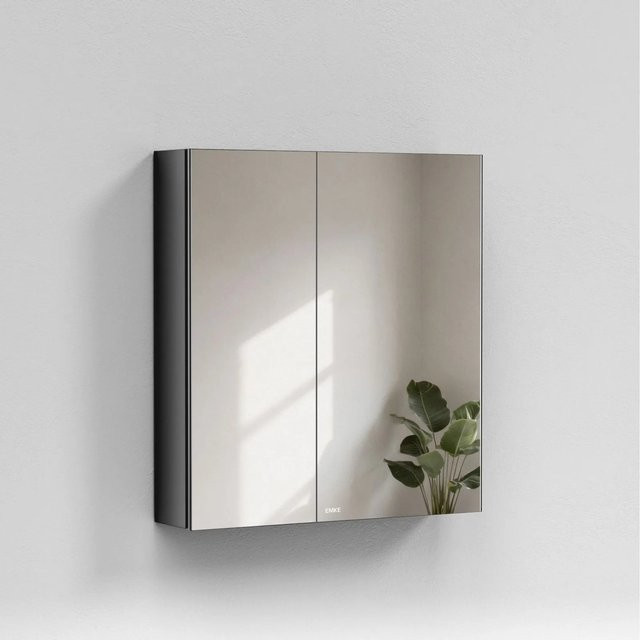 Emke Spiegelschrank Schwarz 2-türig für das Badezimmer B: 60 cm, H: 65 cm, T: 14,5 cm - Bild 1