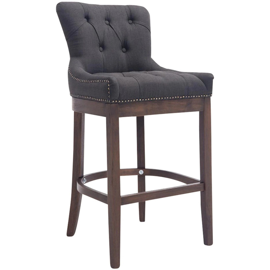 DELUKE Barhocker mit Lehne aus Stoff in Dunkelgrau und Dunkelbraun, B/T/H: 55 x 57 x 109 cm - Bild 2