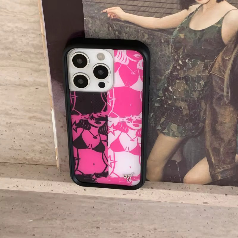 Wildflower 3D Bikini Girl Handyhülle für iPhone 12 bis iPhone 17 Pro Max in Pink - Bild 1
