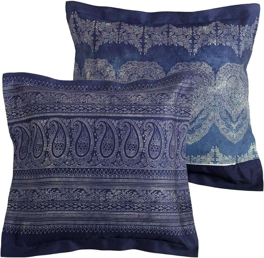 Bassetti Kissenhülle Brunelleschi V4 aus Mako-Satin in Grün und Blau mit Reißverschluss, B/H: 40 x 40 cm - Bild 1