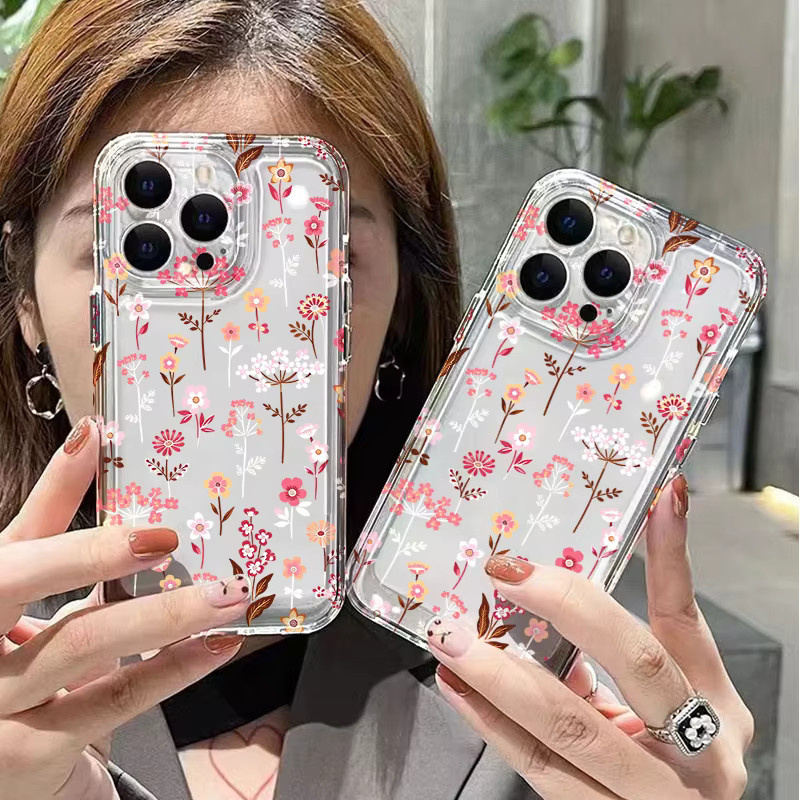 Transparente Handyhülle mit weiß-rosa Blumenmuster für Samsung Galaxy S26 Ultra, S25 FE, S24, S23, S22 Plus, A17, A37, A57, A56, A55, A54, A53 - Bild 2