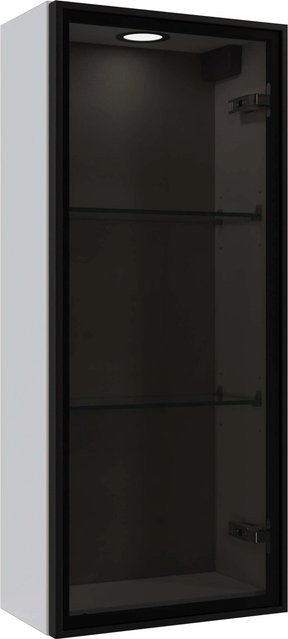 Pelipal Vitrinen-Wandschrank Quantum 05 Weiß Glänzend mit LED-Beleuchtung und Rauchglas, Breite: 30 cm - Bild 1