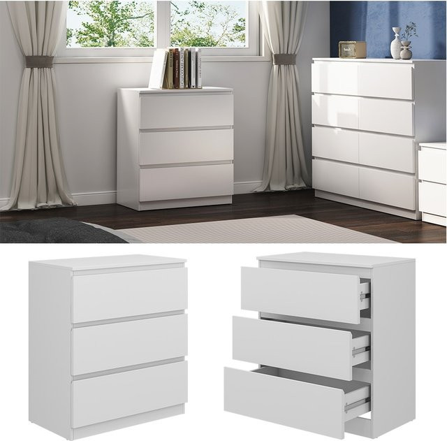 Vicco Highboard Kommode Calisto Weiß mit 3 Schubfächern, B: 70 cm, H: 78,5 cm - Bild 1