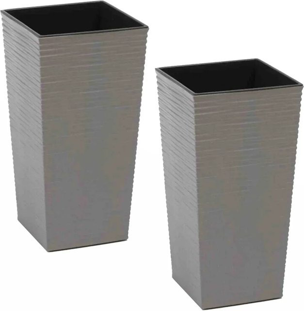 Siena Garden Pflanzgefäß Set Eco Nizza Grau 2-teilig B/T/H: 30 x 30 x 57 cm - Bild 1