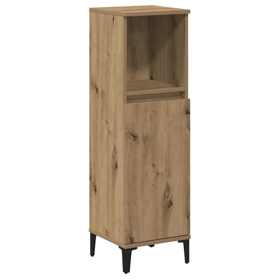 vidaXL Badschrank Artisan-Eiche in Braun mit Regalfach und Türen, B/T/H: 30 x 30 x 100 cm - Bild 2