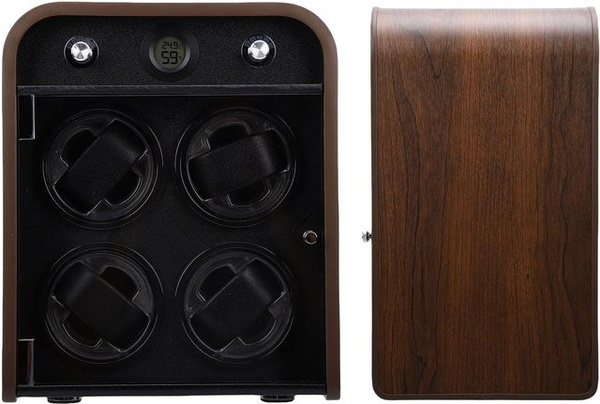 aimo Uhrenbeweger Holz, 4-Schlitz, vertikal, mit LED-Licht, brown