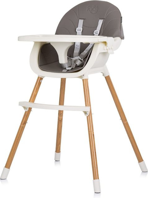 Chipolino Kinderhochstuhl Rio 2 in 1 in Grau mit 5-Punkt-Gurt und rutschfesten Beinen - Bild 1