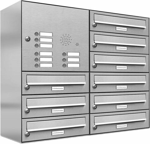 AL Briefkastensystem für 9 Parteien, Aufputzmontage, silberfarben, B/H/T: 76,6 x 69 x 27,5 cm - Bild 1