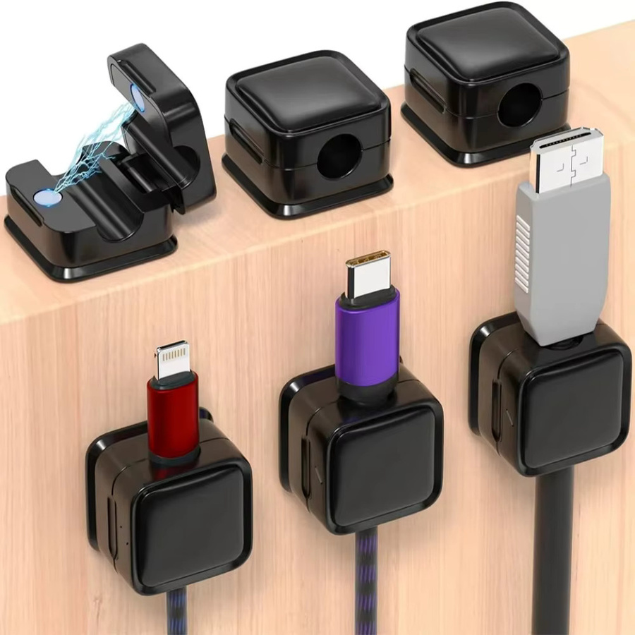 Magnetische Kabel Organizer Kabelmanagement Clips in Schwarz zur Wandmontage oder unter dem Schreibtisch - Bild 3