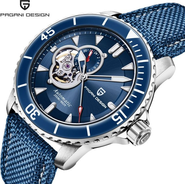 Pagani Design Armbanduhr, Automatik, Keramik, Saphirglas, Herren, Blau - Bild 1