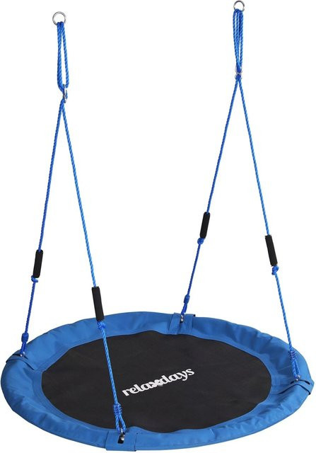 Relaxdays Nestschaukel aus Stahl in Blau mit höhenverstellbarer Konstruktion und Schaumstoffgriffen, Breite: 120 cm - Bild 1