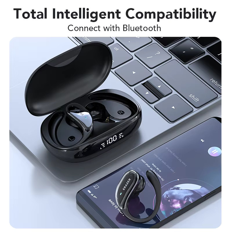 Erazer XT80 OWS True Wireless-Kopfhörer in Schwarz mit Bluetooth 5.4, Mikrofonunterdrückung und geringer Latenz - Bild 5
