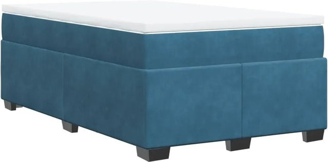 vidaXL Boxspringbett mit Matratze Dunkelblau aus Samt, Hybridbett mit Taschenfederkern, B/T: 120 x 190 cm - Bild 1