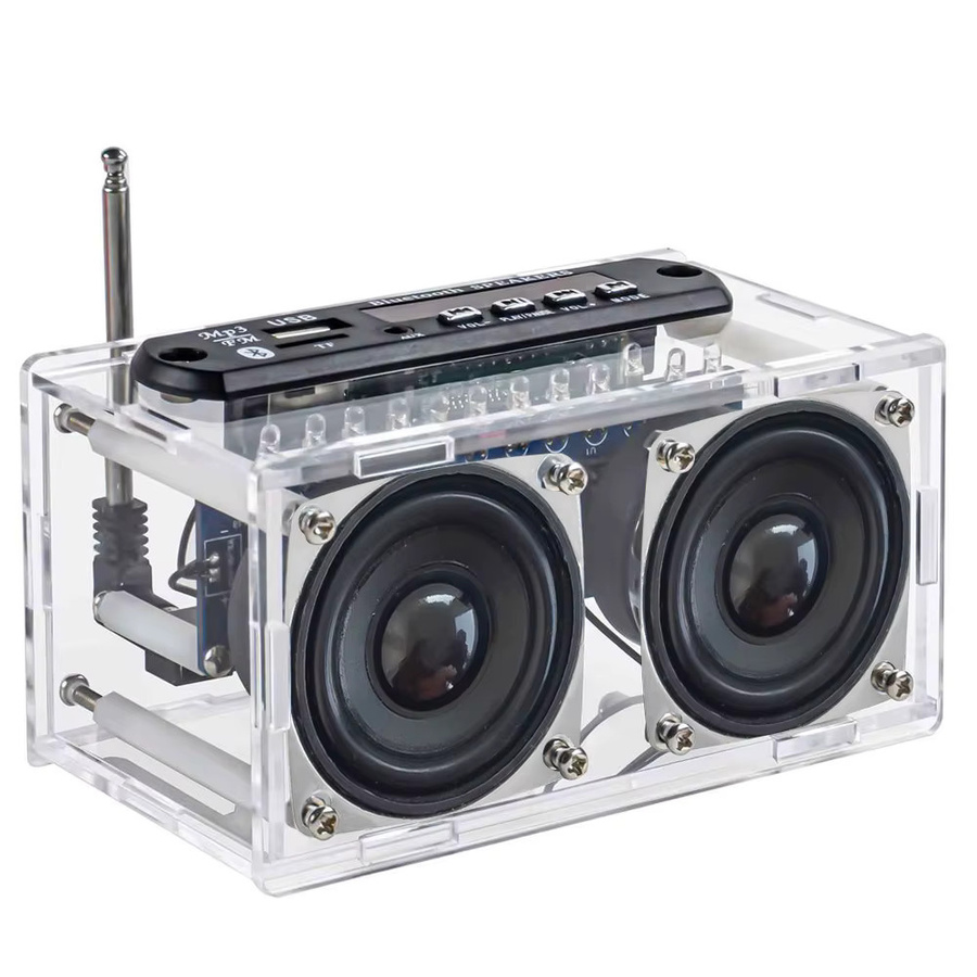 UICPAL DIY-Elektronik-Kit Bluetooth-Lautsprecher mit FM-Radio und TF- sowie U-Disk-Unterstützung in Transparent - Bild 2