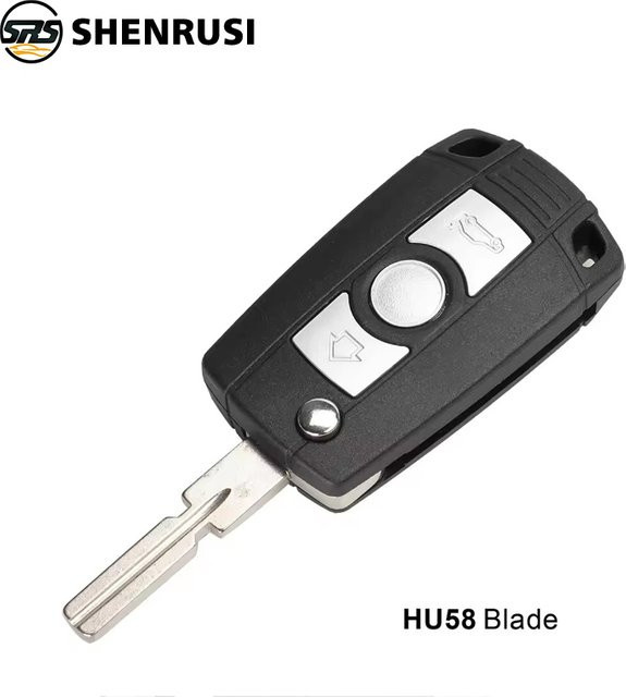 YONSEN 3-Tasten Klappschlüsselgehäuse für BMW E36 E38 E39 E46 E53 E60 E61 E63 E64 E81 E83 E85 E86 Serie X3 X5 Z3 Z4 Fernbedienungsgehäuse in Schwarz - Bild 1