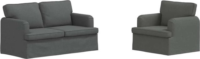 vidaXL Sofa Set 2-teilig Dunkelgrau mit Stoffbezug und Metallrahmen, L-Form, B/T/H: 144 x 80 x 85 cm und 84 x 80 x 85 cm - Bild 1