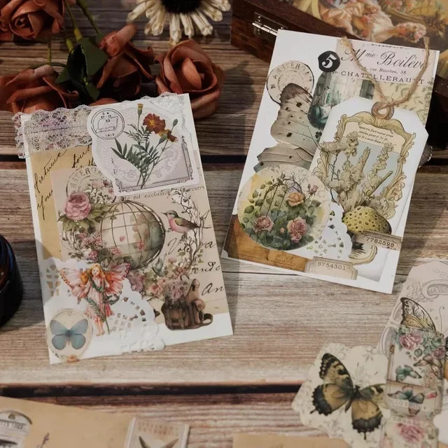 40 Stück Mountain Wild Vintage Sticker Set für Collage und Dekoration, American Old Dreams Serie, Mehrfarbig, B: 18,1 cm x H: 11,7 cm - Bild 1