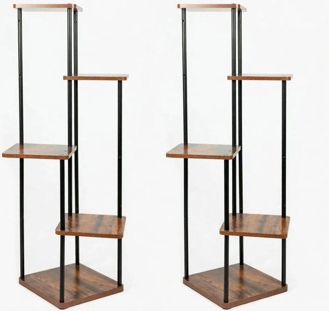 TTL HOME Pflanzenständer TOWER 2er Set, mehrstöckiges Blumenregal in Braun, H x B x T: 105 x 55 x 55 cm - Bild 1