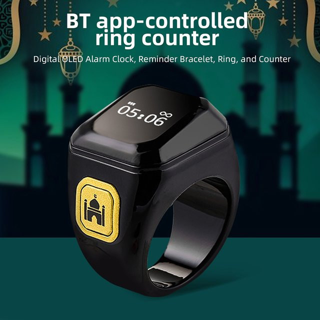 Gaqqee Smart Ring Bluetooth-Zähler mit OLED-Display und Fitness-Tracking in Schwarz und Grün - Bild 1
