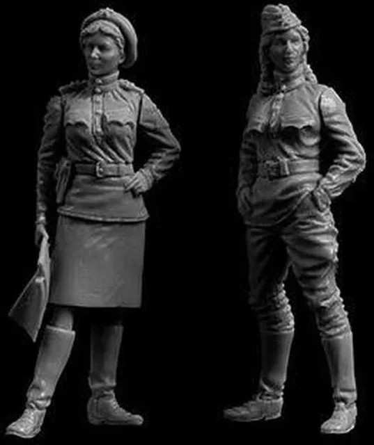 BAANFU Harzfiguren-Modellbausatz sowjetischer weiblicher Soldat im Ruhe, 2-Figuren, Maßstab 1:35, unbemalt, unmontiertes DIY-Spielzeug - Bild 1