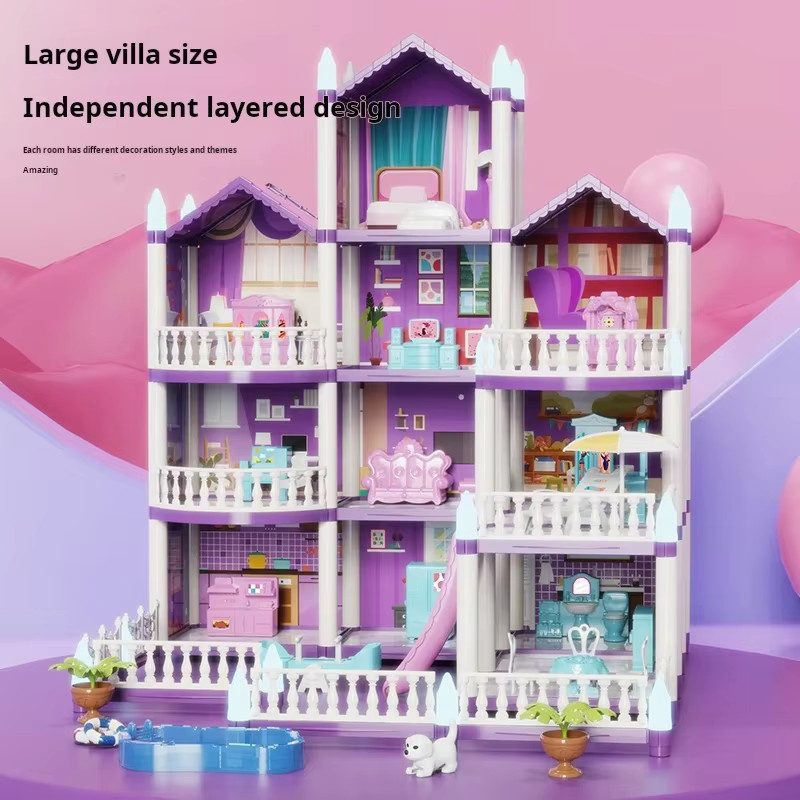 CONUSEA DIY Haus Miniaturen Prinzessin Schloss Villa, Puppenhaus, Rosa / Pink - Bild 2