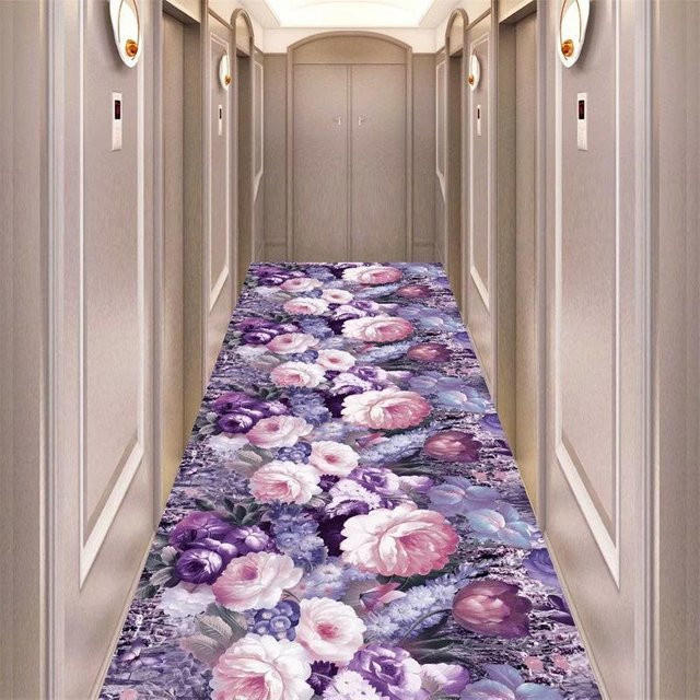 WTEMPO Samtteppich Diamant-Design in Gold und Lila, rutschfest und schmutzabweisend, B/T: 80 x 100 cm - Bild 1